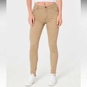 High-rise khaki super skinny pants